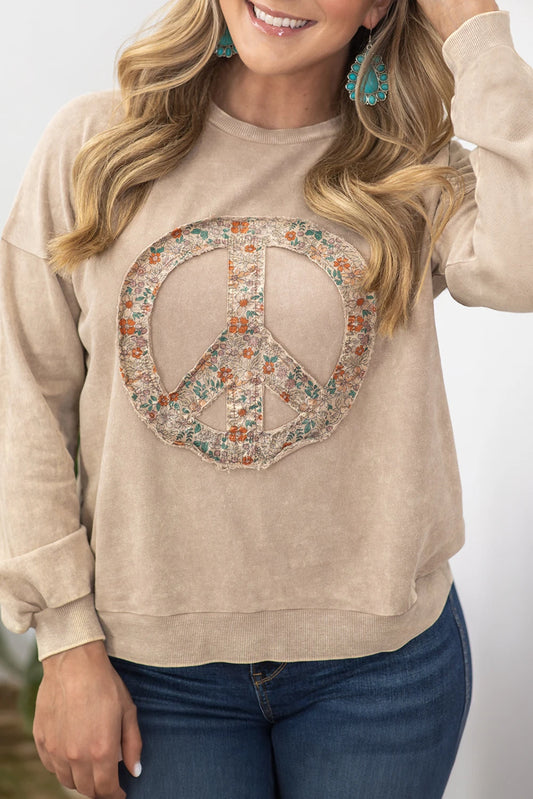 Peace Sign Patchwork Pullover