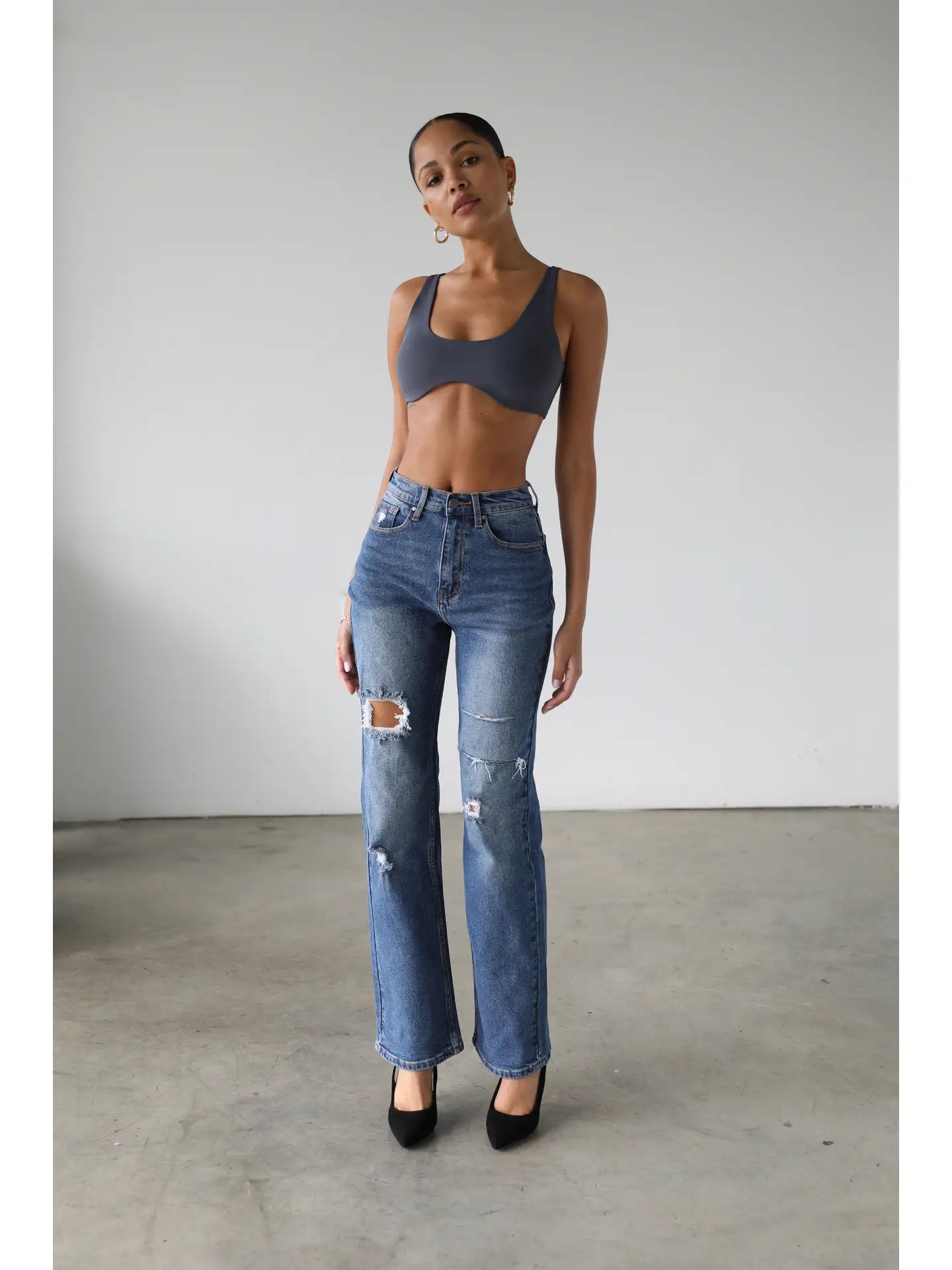 Ruffle Detail Long Sleeve Flare Blouse