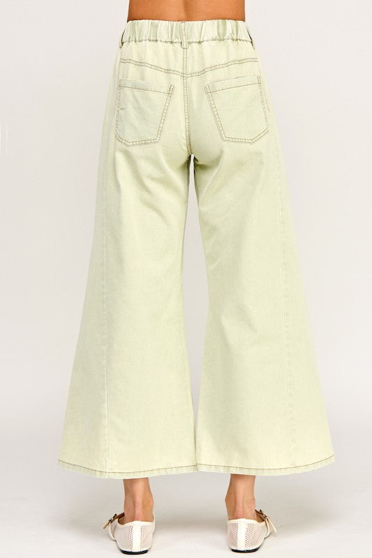 Sage Washed Denim Drawstring Pant