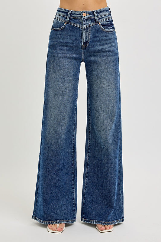 HIGH RISE WIDE FRONT YOKE DETAILED JEANS