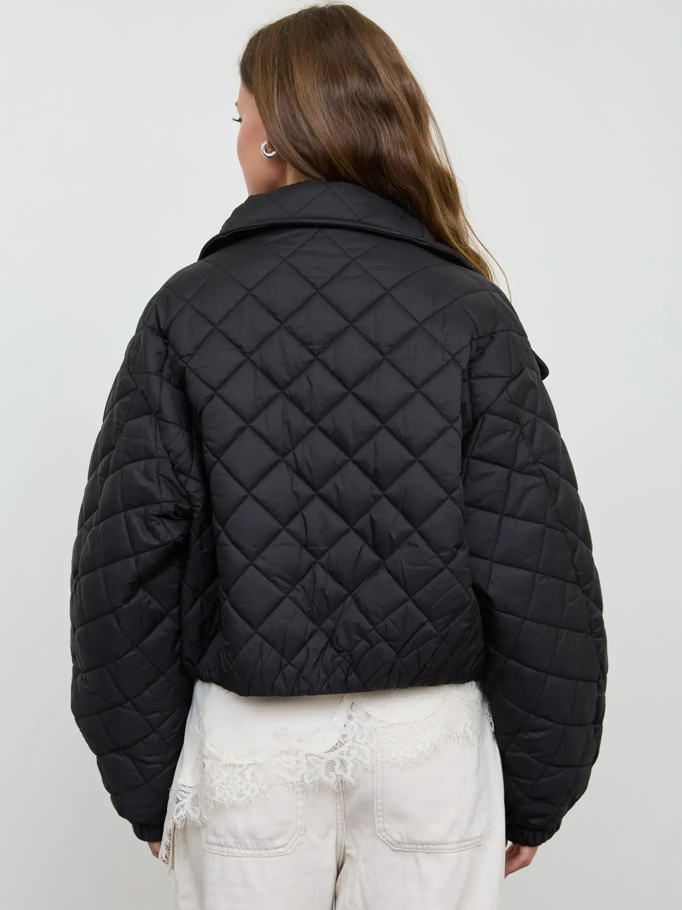 Quilted Shawl Collar Cropped Jacket 2 colors
