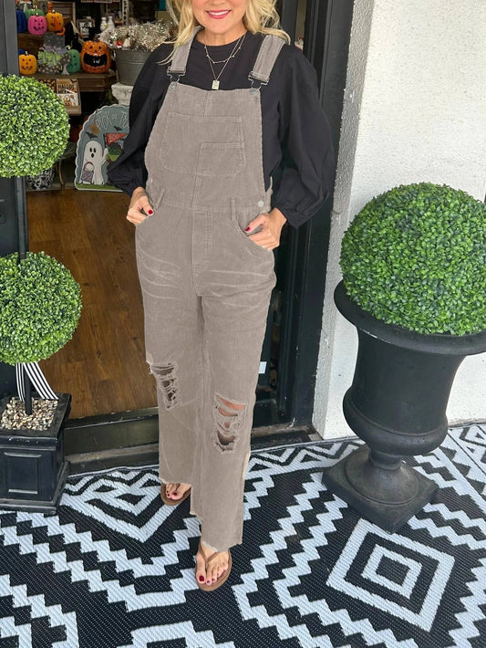 Distressed Corduroy Overall
