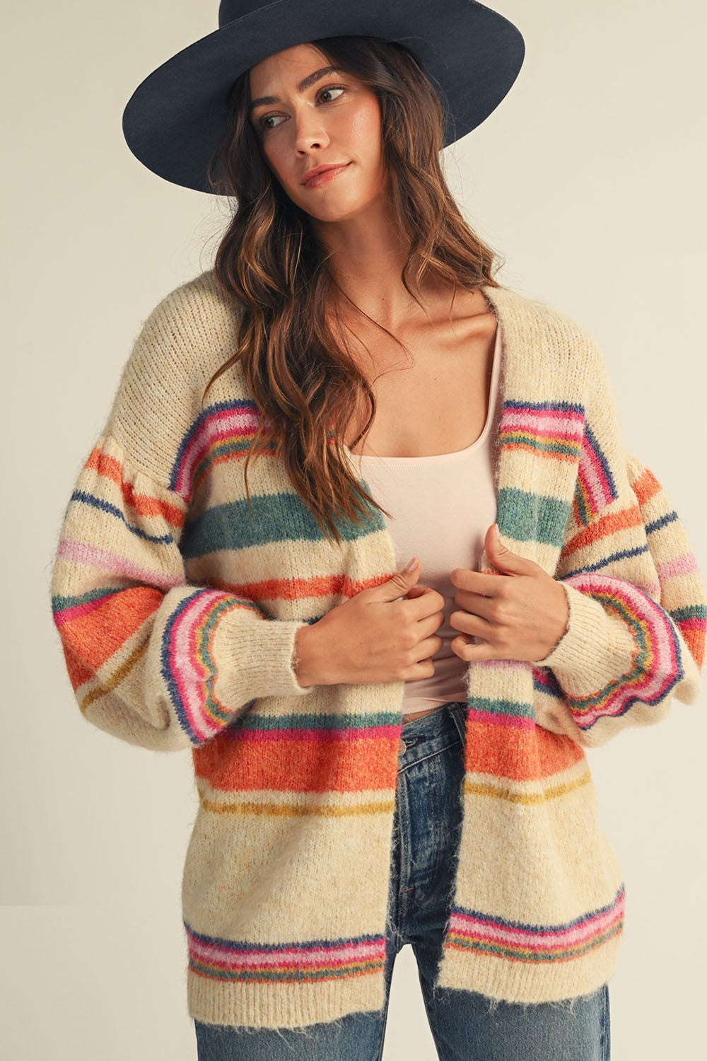 Sunset Carnival Stripe Cozy Relaxed Cardigan PREORDER