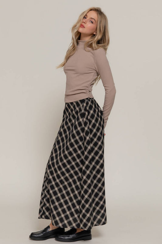 Long Sleeve Turtle Neck Side Detail Brushed Rib Top
