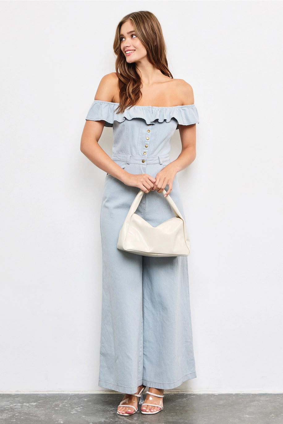 Ruffled Off Shoulder Jumpsuit 2 colors