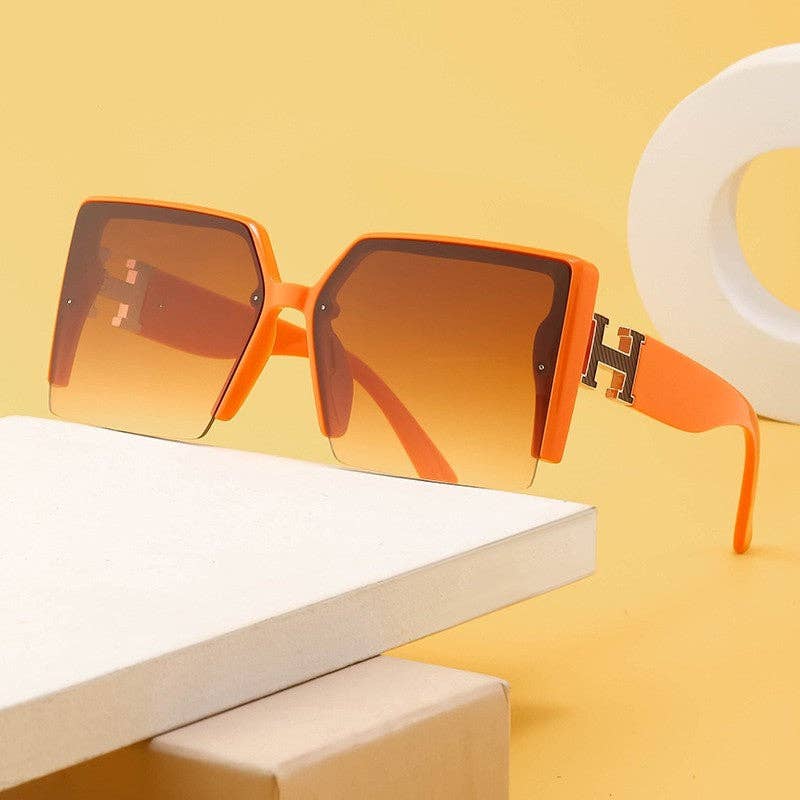 Fashion Trend Big Square Half-Frame Sunglasses