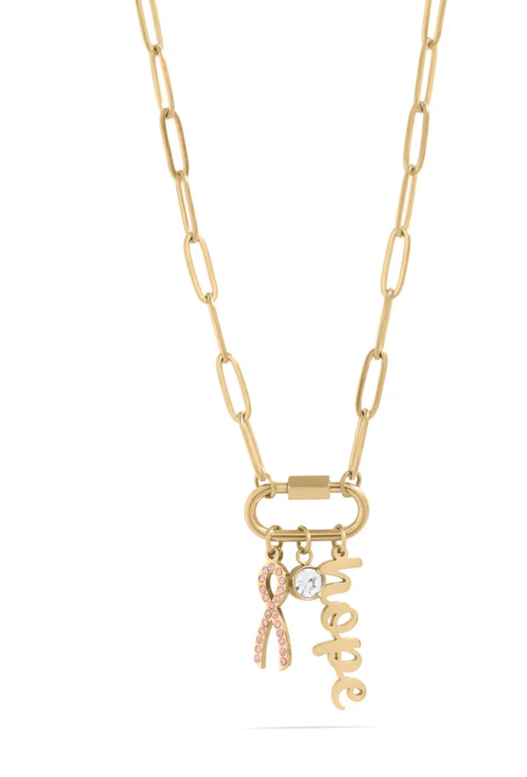 Breast Cancer Hope Necklace Silver and Gold
