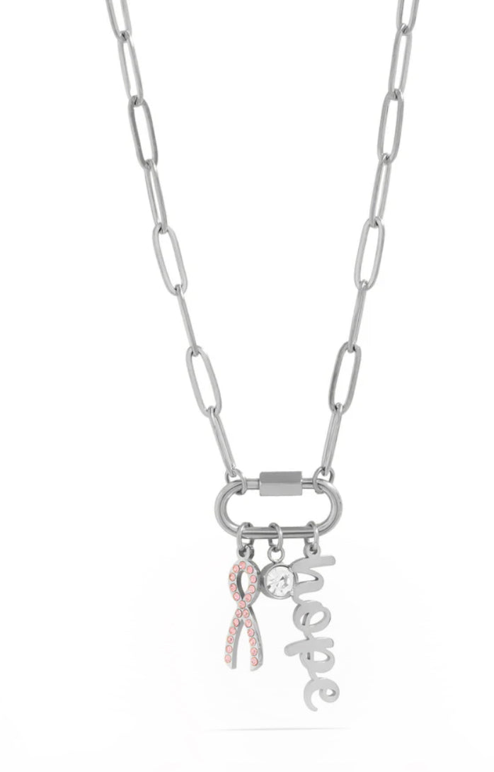 Breast Cancer Hope Necklace Silver and Gold