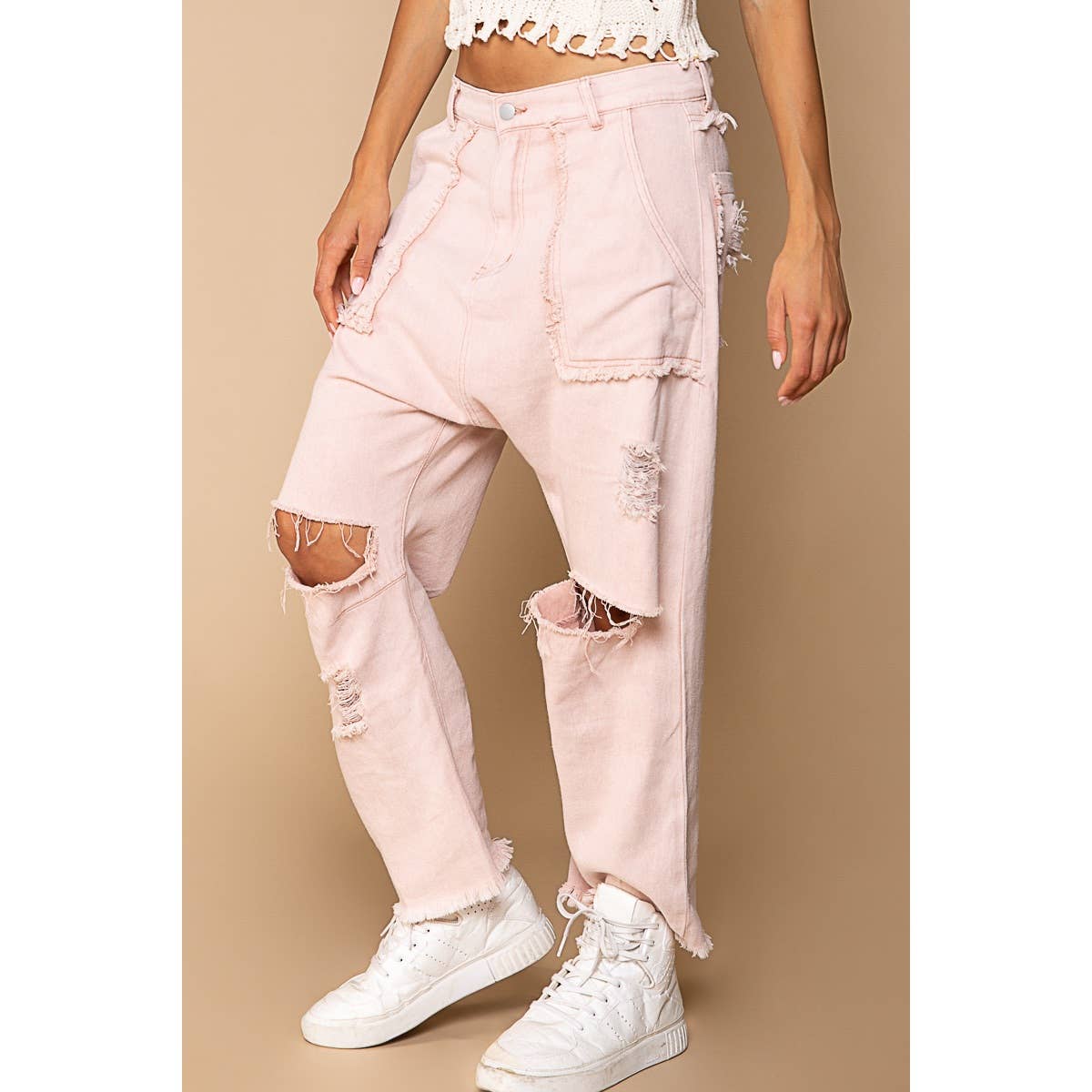 Casual Distressed Hammer Pants