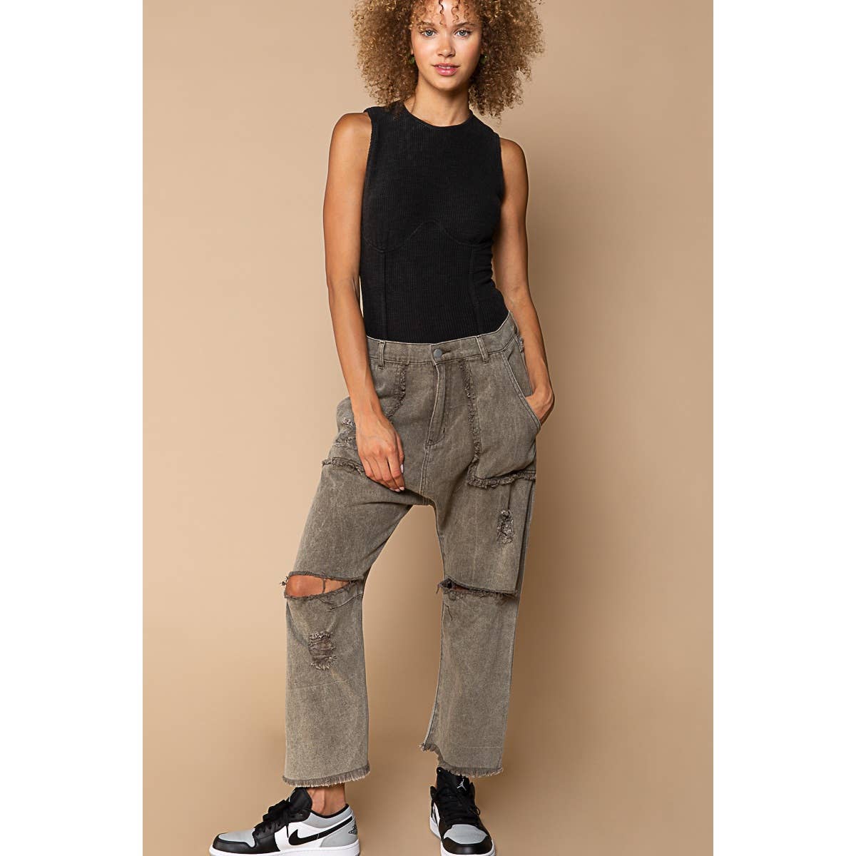 Casual Distressed Hammer Pants
